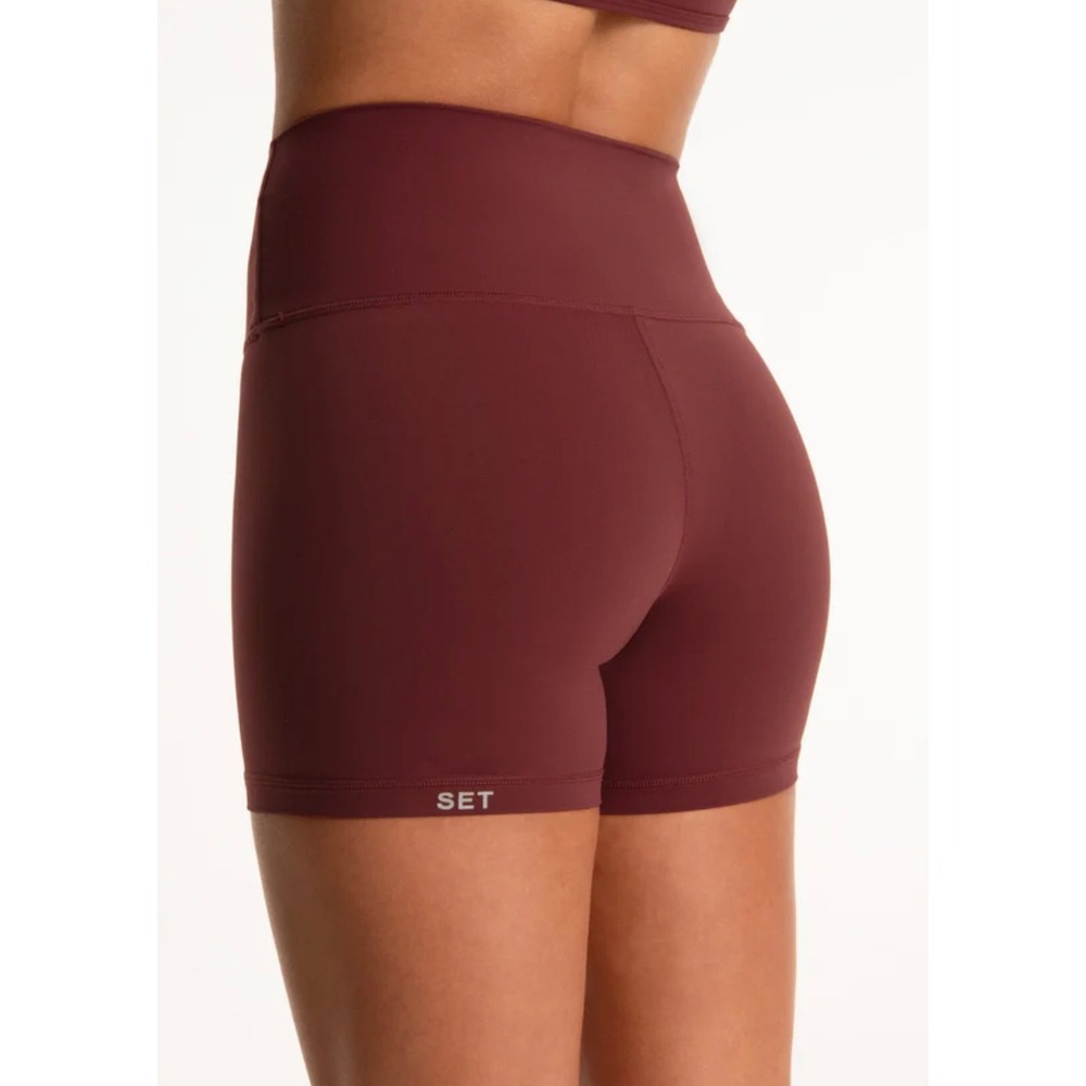 SET Activewear High Waisted‎ Biker Shorts Gym Workout Maroon Purple Medium